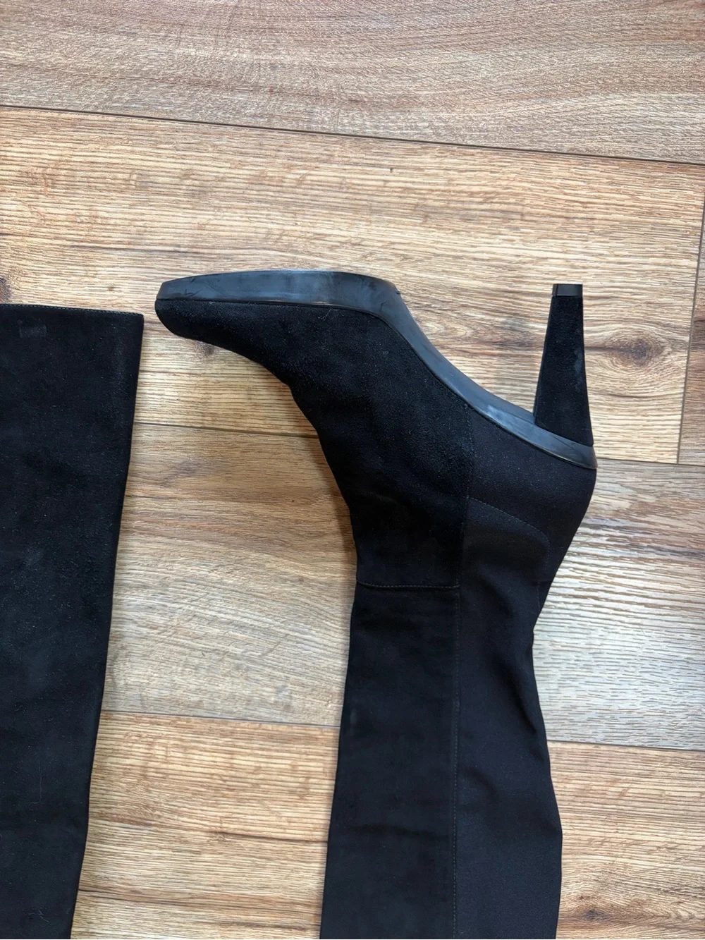 Stuart Weitzman black gothic blockette over-the-knee stretch boots